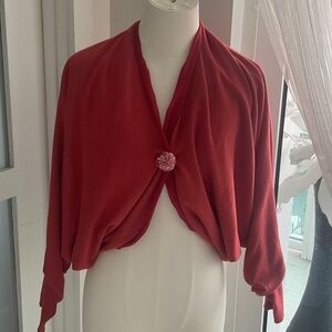 Cashmere/ Wool Designer Sweater Shrug  in Pumpkin color sz S